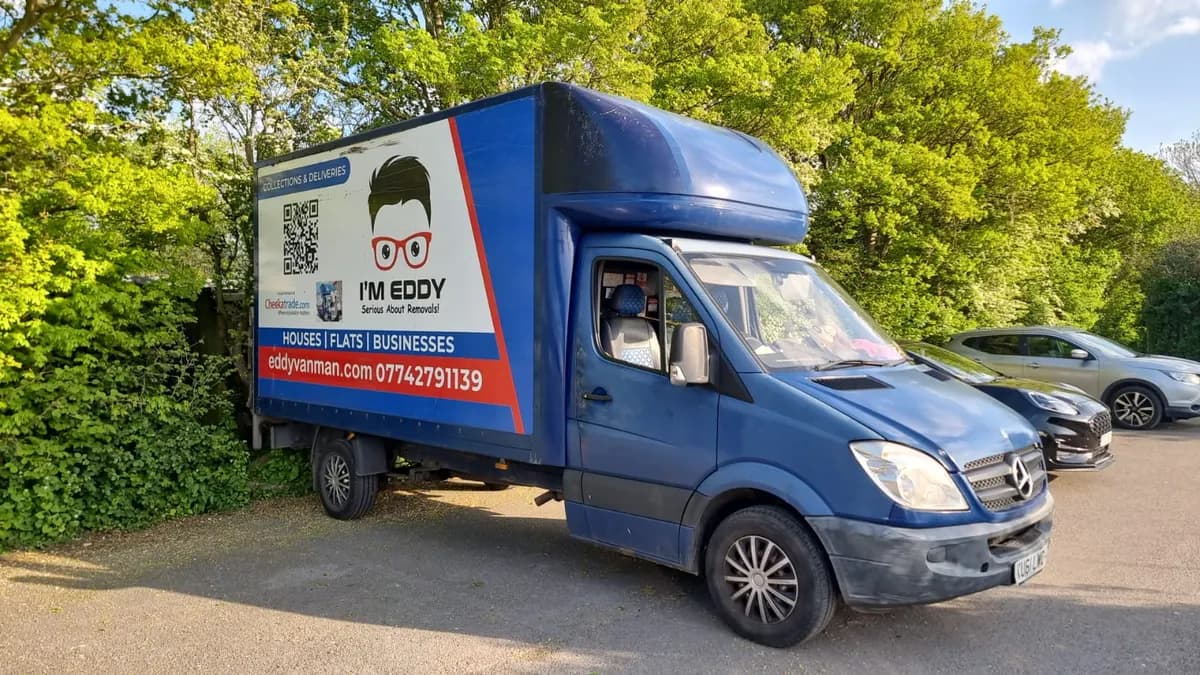The branded Luton removal van parked on a customer job